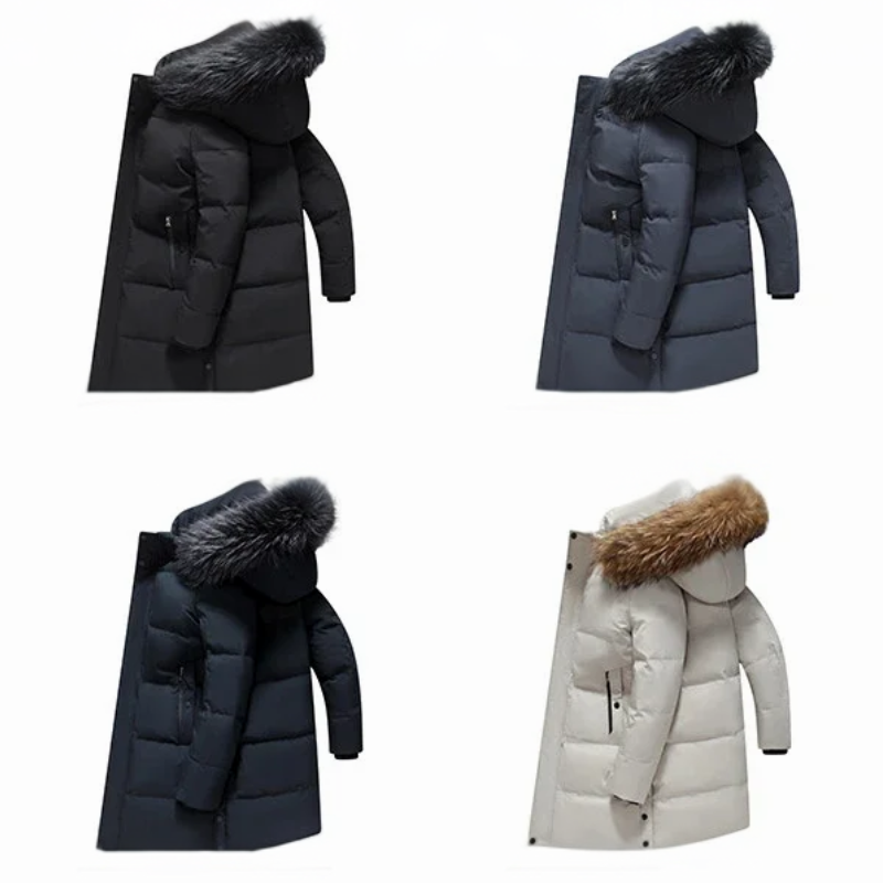 Almbron - Heren Parka Winterjas met Afneembare Bontkraag en Lang Model