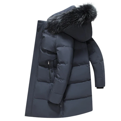 Almbron - Heren Parka Winterjas met Afneembare Bontkraag en Lang Model