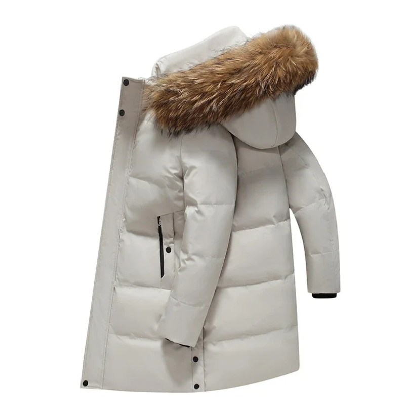 Almbron - Heren Parka Winterjas met Afneembare Bontkraag en Lang Model