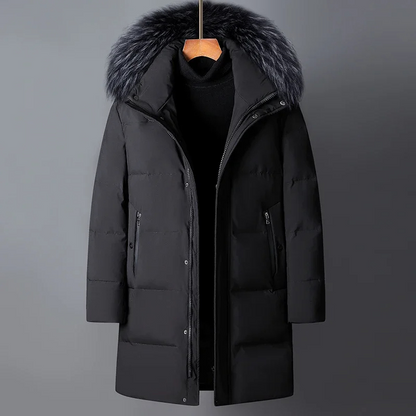 Almbron - Heren Parka Winterjas met Afneembare Bontkraag en Lang Model