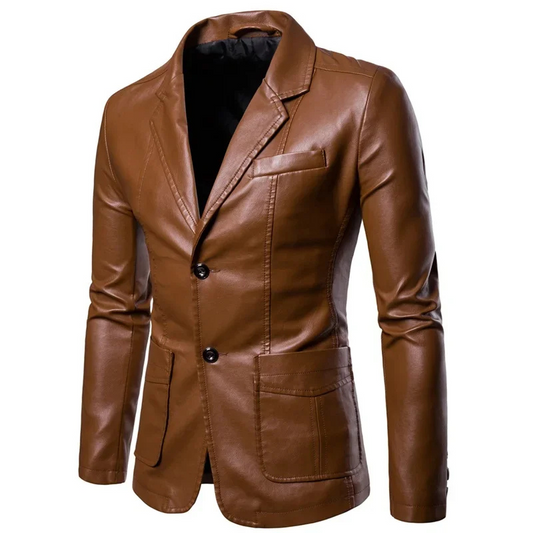 Balmern - Leren Jas Heren - Slim Fit Formele Stijl met Twee Knopen