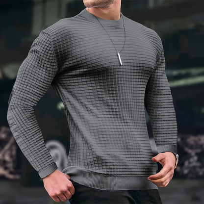 Nuchter - Heren Trui Textuur, Ronde Hals Sweater, Stijlvolle Slim Fit Pullover