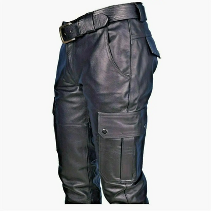 Veldbrk - Premium Leren Cargo Broek Heren Met Zakken