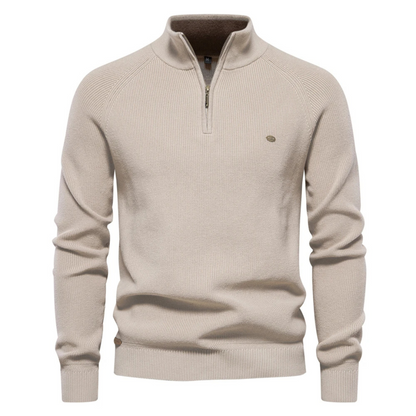 Breisum - Heren Half-Zip Pullover Trui, Premium Katoen Breiwerk, Heren Trui