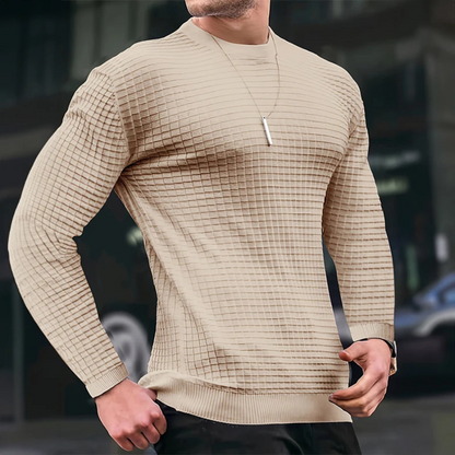 Nuchter - Heren Trui Textuur, Ronde Hals Sweater, Stijlvolle Slim Fit Pullover