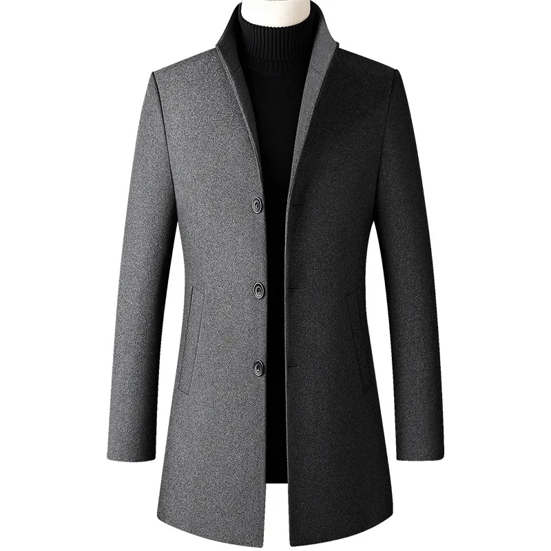 Agedman - Heren Enkelrijige Overjas – Moderne Slim Fit Mantel Jas Heren, Winterjas