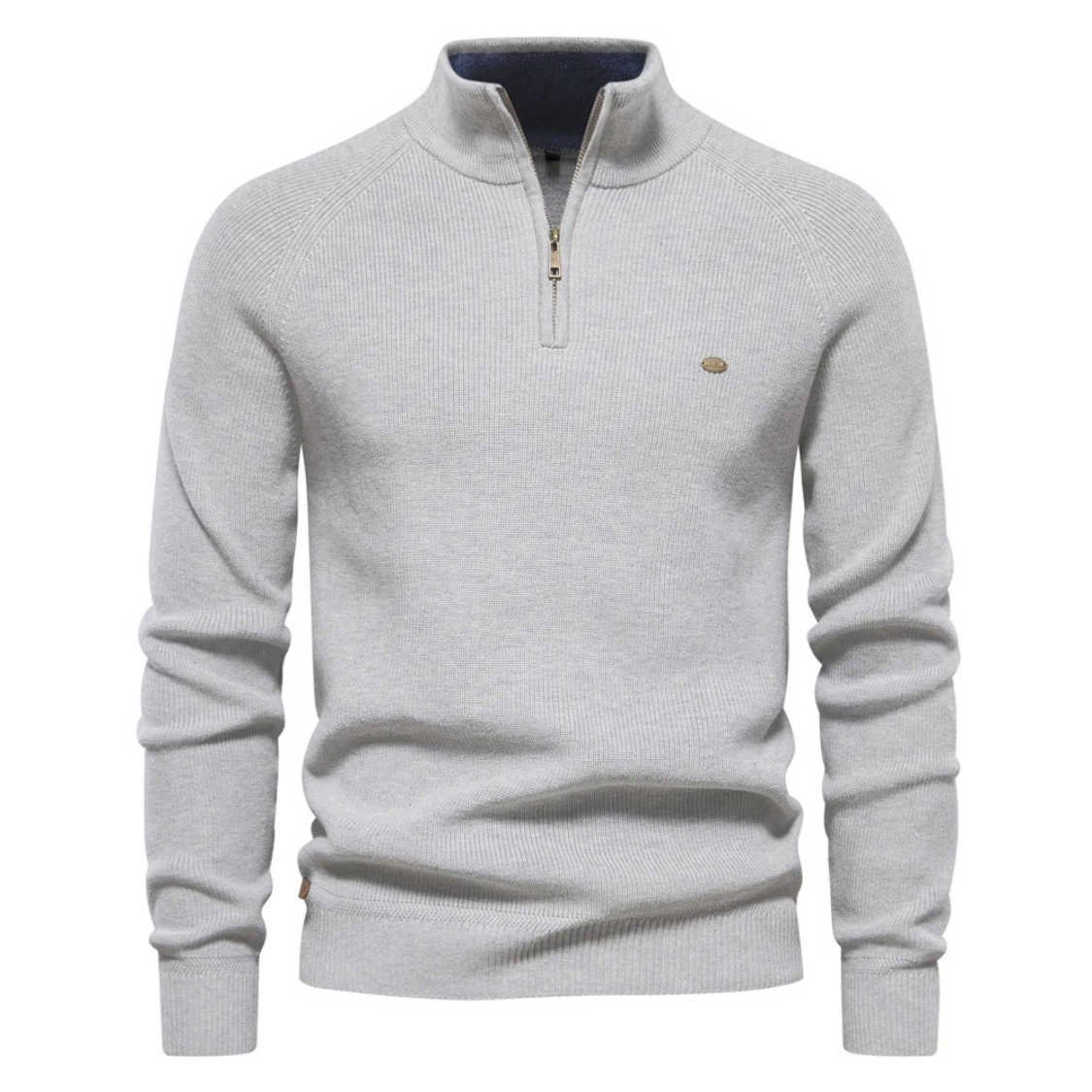 Breisum - Heren Half-Zip Pullover Trui, Premium Katoen Breiwerk, Heren Trui