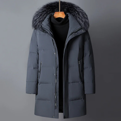 Almbron - Heren Parka Winterjas met Afneembare Bontkraag en Lang Model