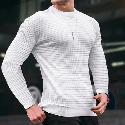 Nuchter - Heren Trui Textuur, Ronde Hals Sweater, Stijlvolle Slim Fit Pullover