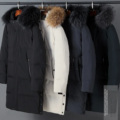 Almbron - Heren Parka Winterjas met Afneembare Bontkraag en Lang Model